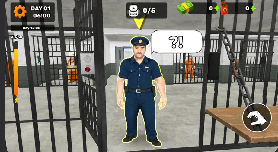 Dig Out Prison Escape Simulator guard inspecting the cell block