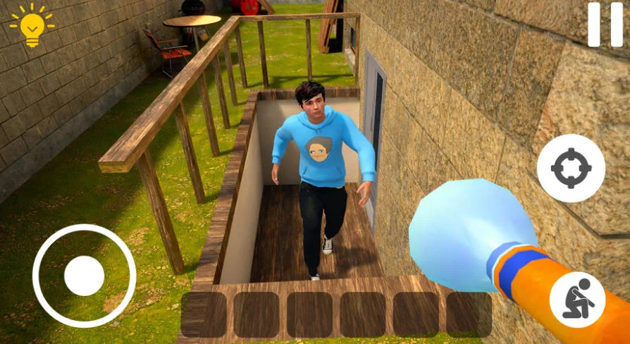 Escape from Blogger chase near the basement stairs