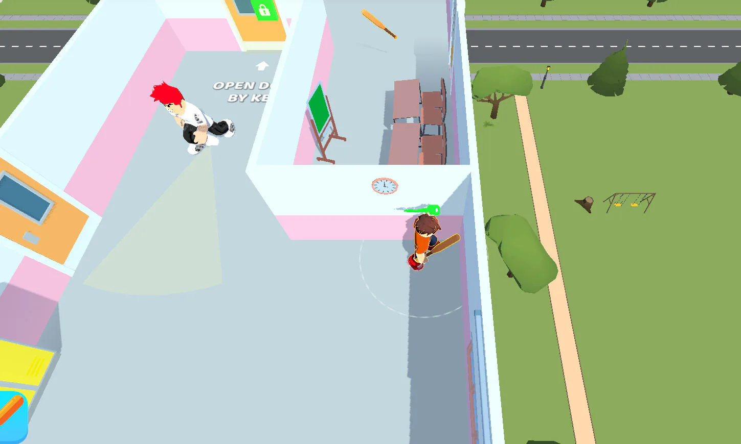 Escape from School 3D baseball bat and locked door gameplay