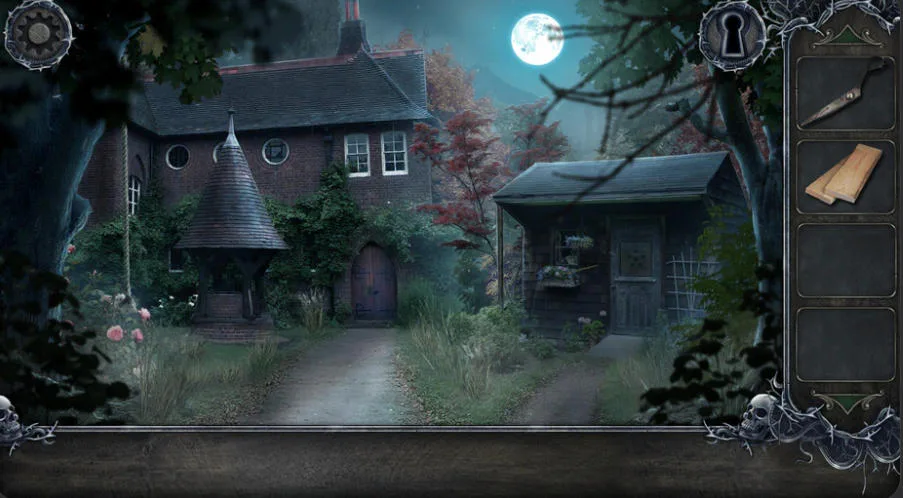 Escape The Haunted Manor moonlit estate courtyard