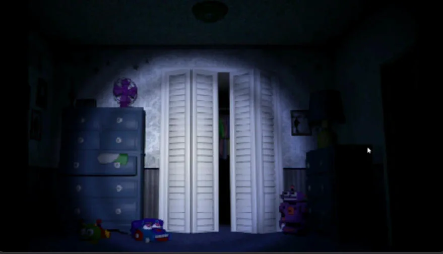Five Nights at Freddy's 4 hallway flashlight gameplay