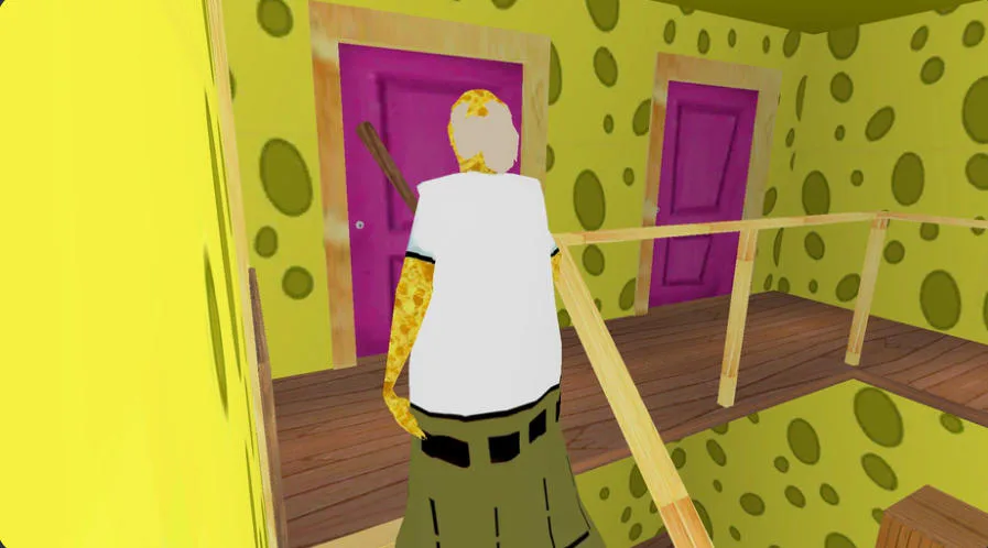 Granny Sponge Bob hiding from Granny