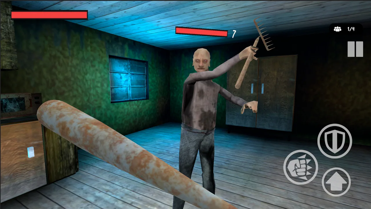 Granny vs Grandpa Online close encounter with Grandpa in a dark wooden room